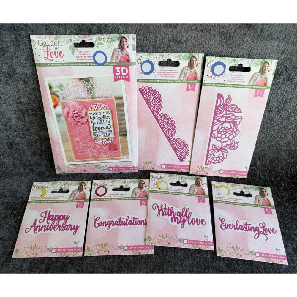 NEW Lot of 7 Garden of Love by Sara Davies Metal Dies Embossing Folder